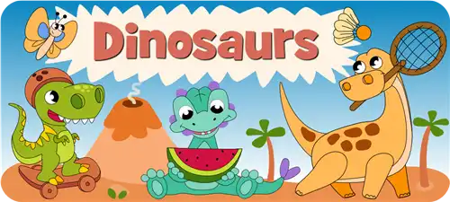 Dinosaurs coloring book cover featuring various dinosaur illustrations for kids