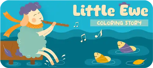 Little ewe coloring book with engaging story and illustrations for children