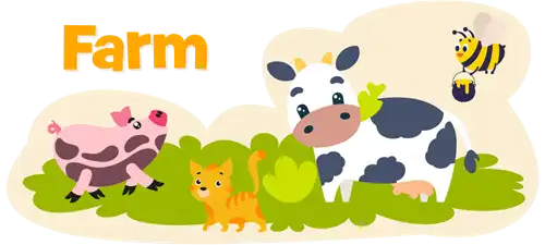 Farm animals coloring book for kids with cute illustrations of cows, pigs, and chickens